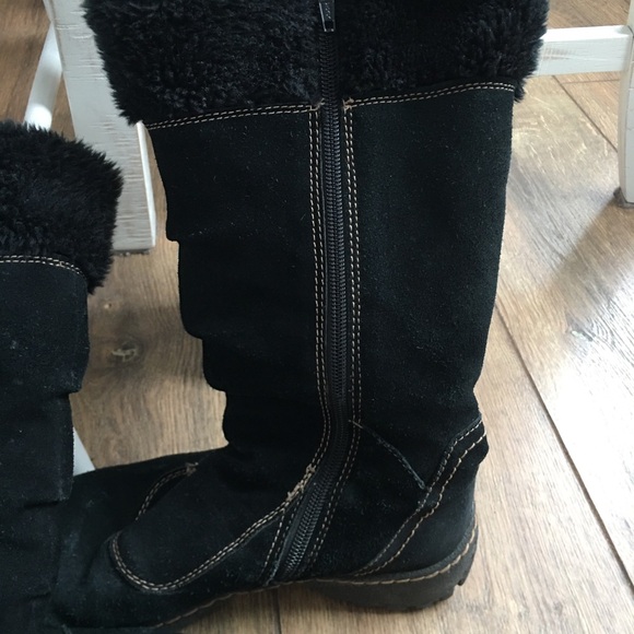 Black Suede Women's Boots with Button Detail - Picture 7 of 11
